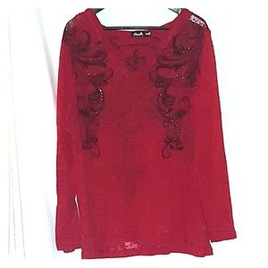 Seven 7 Luxe - Red - Sheer Hoody - 22